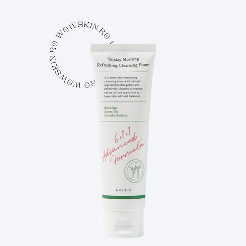 AXIS-Y Sunday Morning Cleansing Foam curăță delicat și echilibrează pH-ul pielii. Ideal pentru ten sensibil și predispus la iritații.